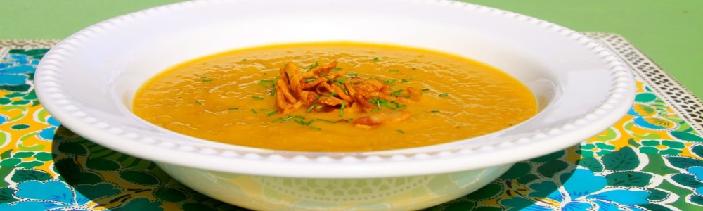 banana squash leek soup - header