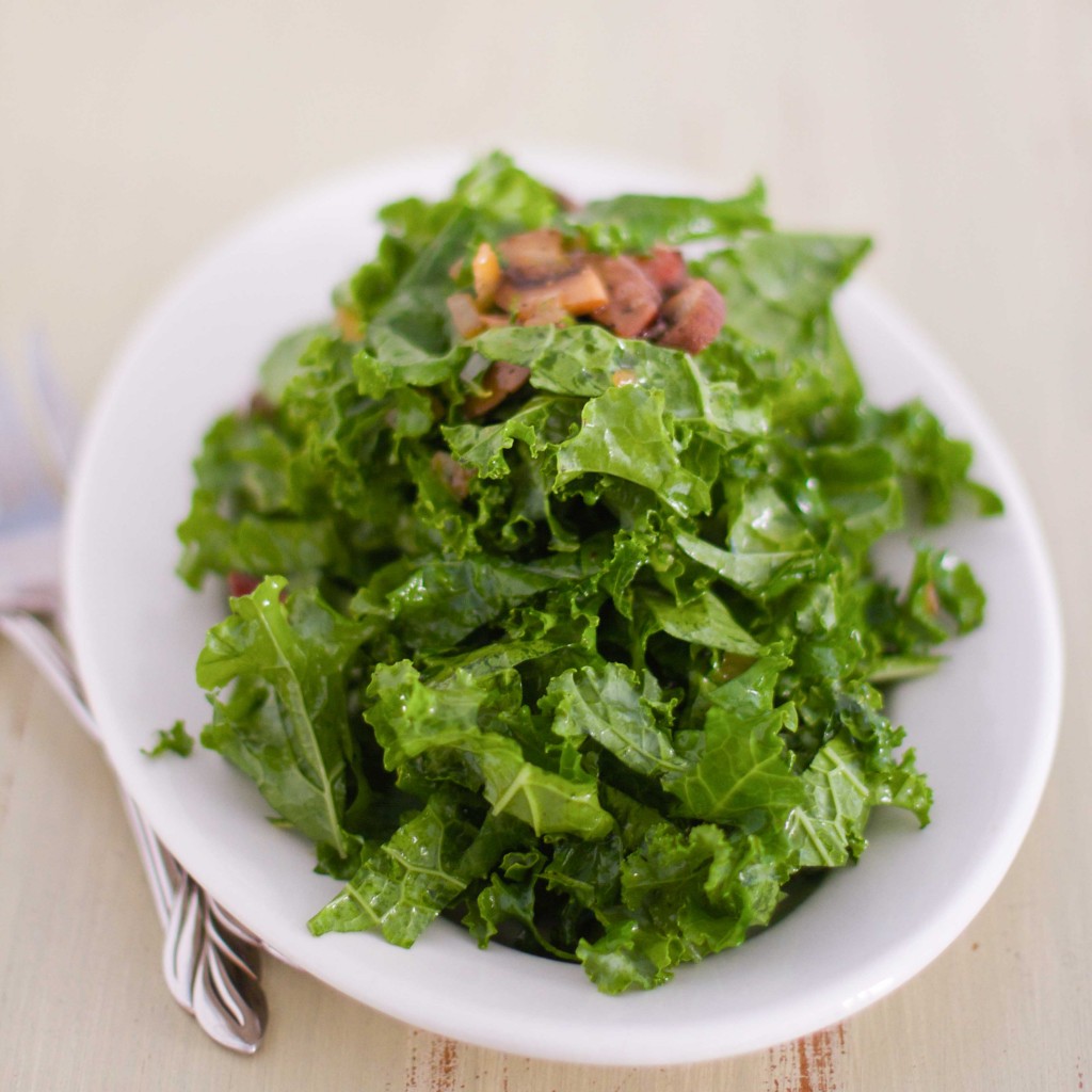 Kale Salad with Warm Andouille Sausage Dressing