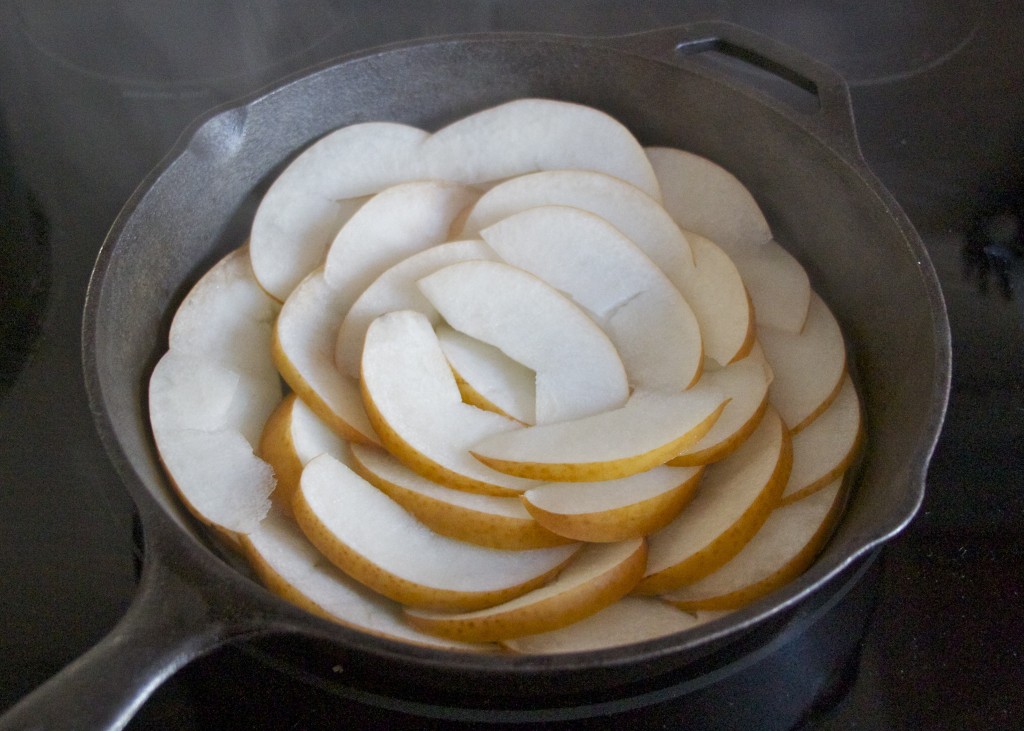shingo pears in skillet