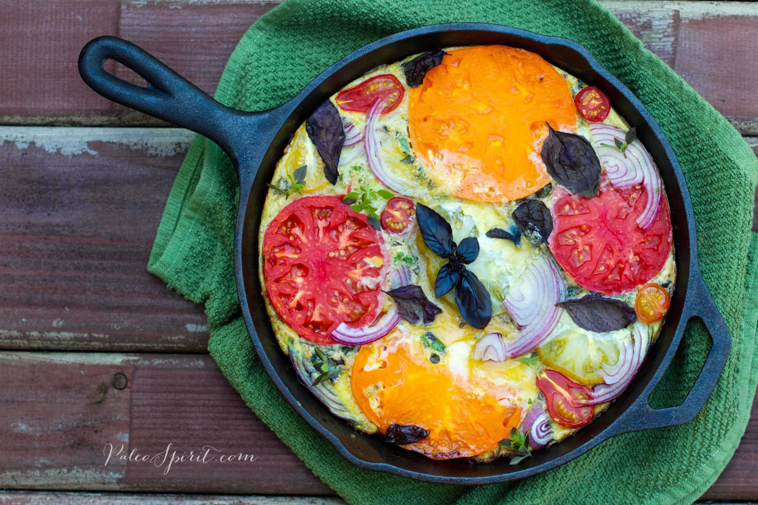 Bacon and Heirloom Tomato Frittata with Basil