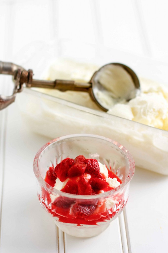 Honey Yogurt Gelato with Roasted Strawberry Sauce | Paleo Spirit