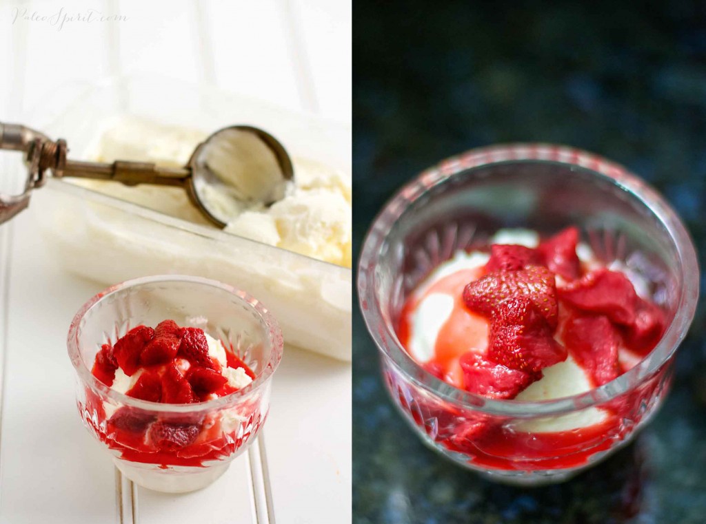 Yogurt Gelato and Roasted Strawberry Sauce Paleo