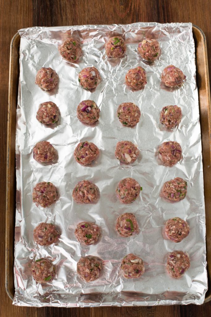 Vietnamese Meatballs on pan